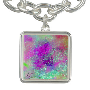 GARDEN OF THE LOST SHADOWS -pink purple violet Charm Bracelet