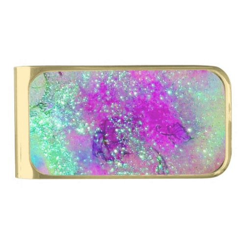 GARDEN OF THE LOST SHADOWS _pink purple violet Gold Finish Money Clip