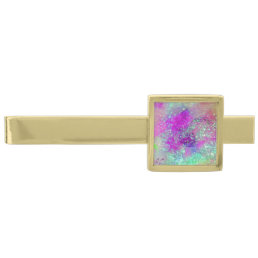 GARDEN OF THE LOST SHADOWS -pink purple violet Gold Finish Tie Clip