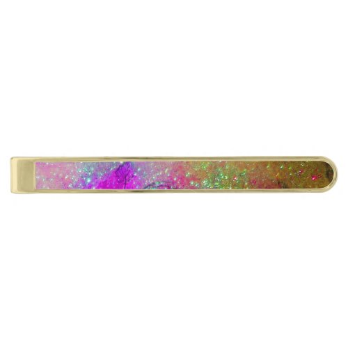 GARDEN OF THE LOST SHADOWS _pink purple violet Gold Finish Tie Clip