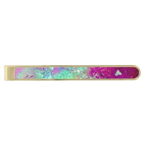 GARDEN OF THE LOST SHADOWS _pink purple violet Gold Finish Tie Clip