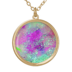 GARDEN OF THE LOST SHADOWS -pink purple violet Gold Plated Necklace
