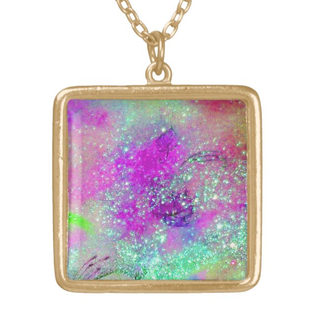 GARDEN OF THE LOST SHADOWS -pink purple violet Gold Plated Necklace (Front)