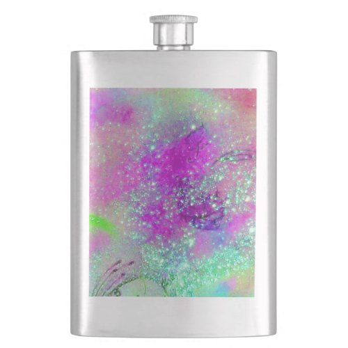 GARDEN OF THE LOST SHADOWS _pink purple violet Hip Flask