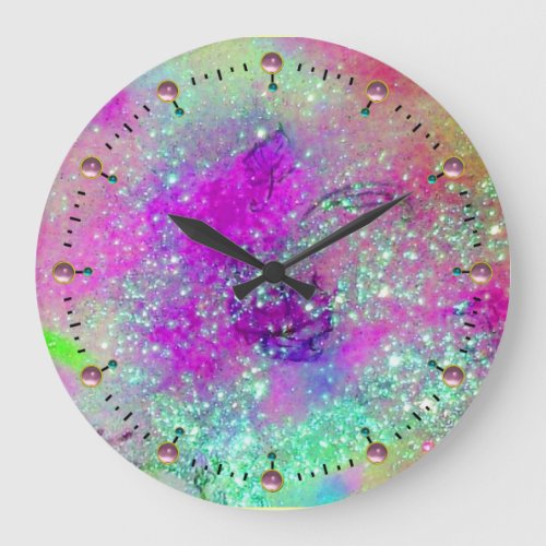 GARDEN OF THE LOST SHADOWS _pink purple violet Large Clock