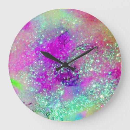 GARDEN OF THE LOST SHADOWS _pink purple violet Large Clock