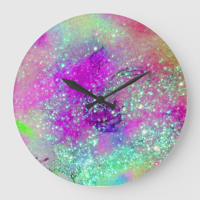 GARDEN OF THE LOST SHADOWS -pink purple violet Large Clock (Front)