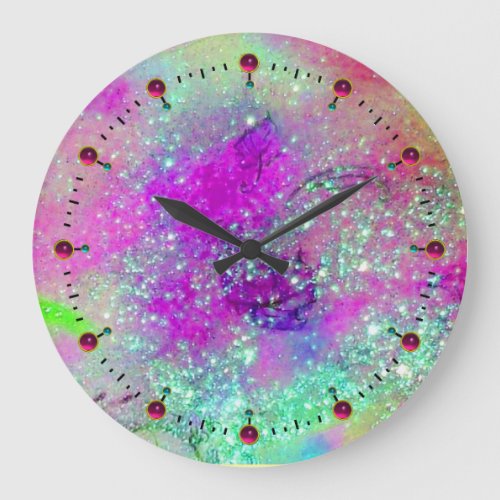 GARDEN OF THE LOST SHADOWS _pink purple violet Large Clock