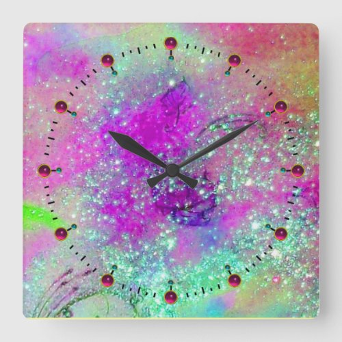 GARDEN OF THE LOST SHADOWS _pink purple violet Square Wall Clock