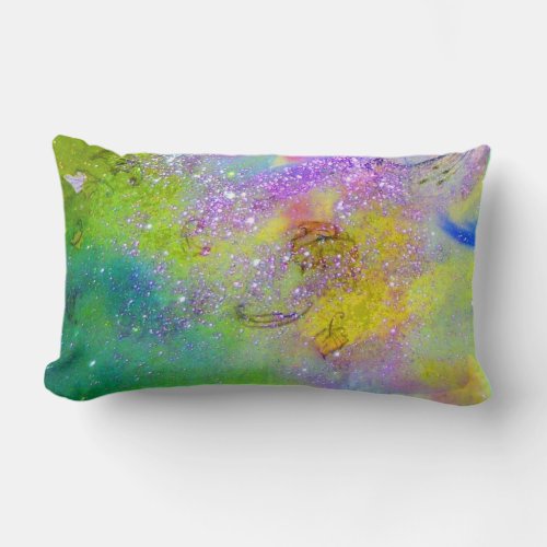 GARDEN OF THE LOST SHADOWS _yellow purple violet Lumbar Pillow
