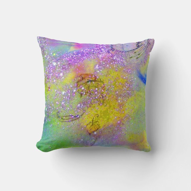 GARDEN OF THE LOST SHADOWS -yellow, purple violet Throw Pillow (Front)