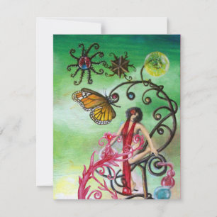 GARDEN OF THE MELISSA 2, black red ,pink green Invitation