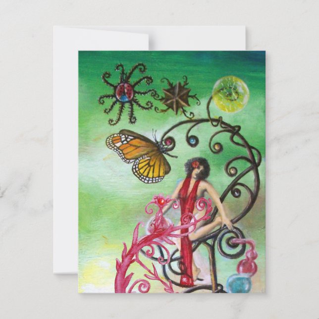 GARDEN OF THE MELISSA bright red pink green blue Invitation (Front)