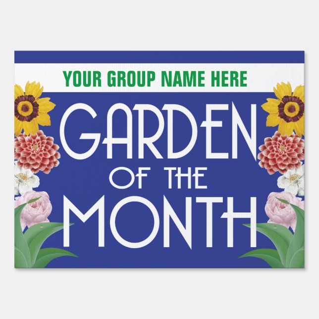 Garden of the Month Award with Flowers Sign (Front)