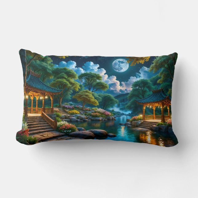 Garden of the Quiet Night Lumbar Pillow (Front)