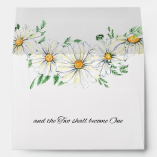 Garden of White Watercolor Daisies Greenery  Envelope