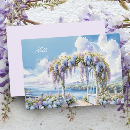 Garden Of Wisteria Watercolor AI Artwork Note Card