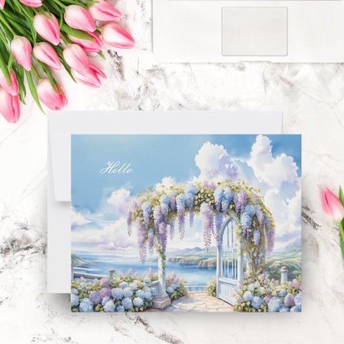 Garden Of Wisteria Watercolor AI Artwork Note Card