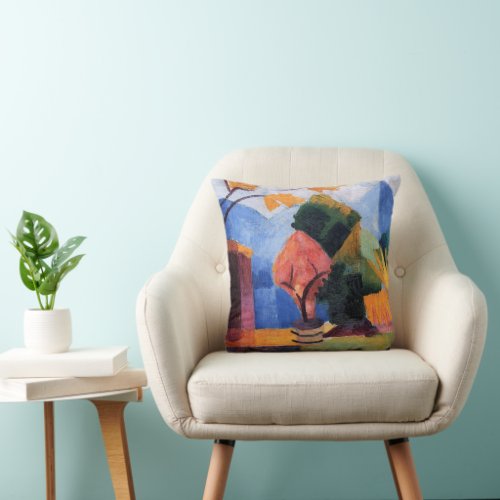 Garden on Lake Thun by August Macke Vintage Art Throw Pillow