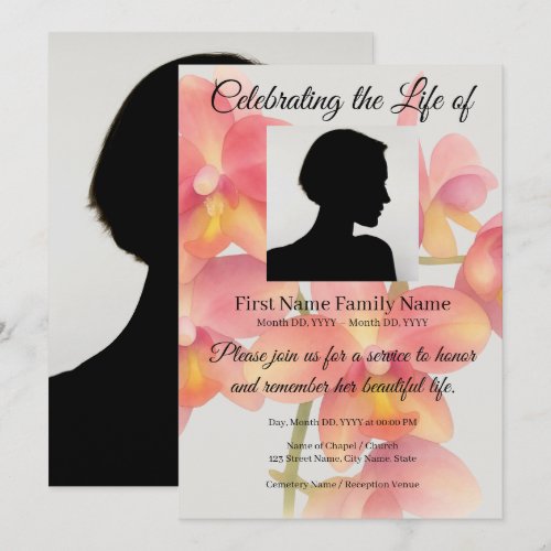 Garden orchid memorial invitation