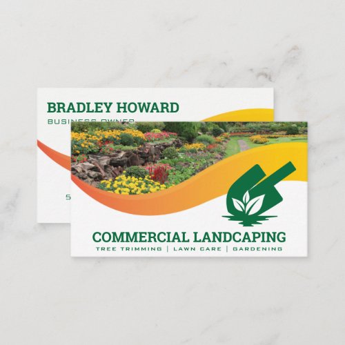 Garden Outdoors  Shovel Leaf Logo Business Card