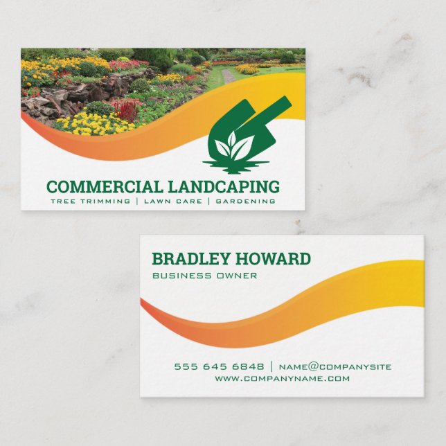 Garden Outdoors | Shovel Leaf Logo Business Card (Front/Back)