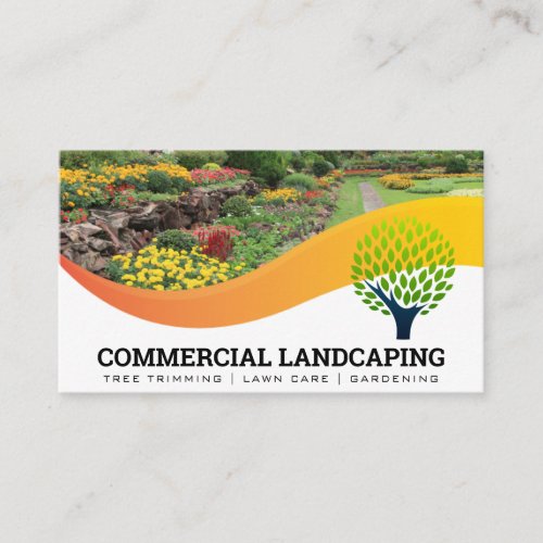 Garden Outdoors  Tree Logo  Landscaping Business Card
