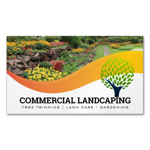 Garden Outdoors  Tree Logo  Landscaping Business Card Magnet