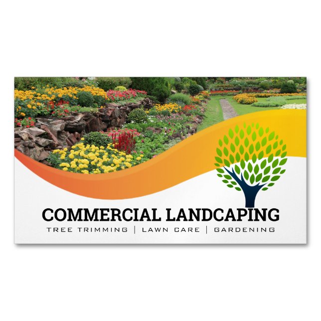 Garden Outdoors | Tree Logo | Landscaping Business Card Magnet (Front)