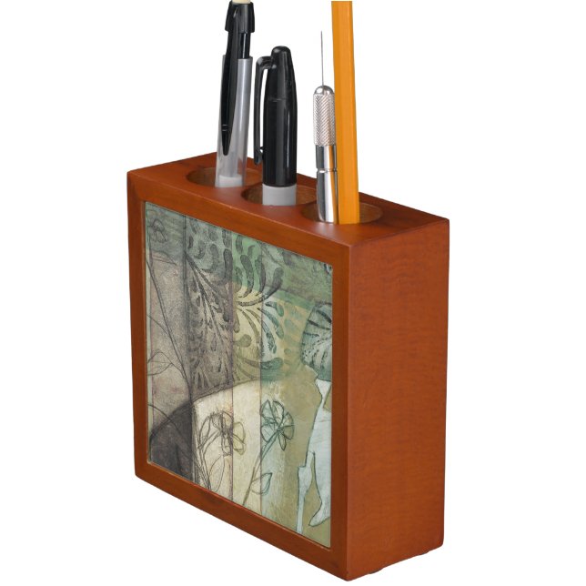 Garden Panel with Leaves, Flowers, and Grass Desk Organizer (In Situ)