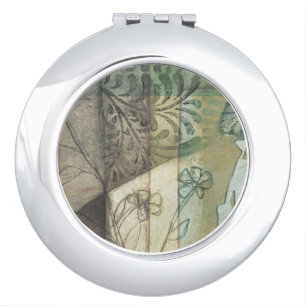 Garden Panel with Leaves, Flowers, and Grass Mirror For Makeup