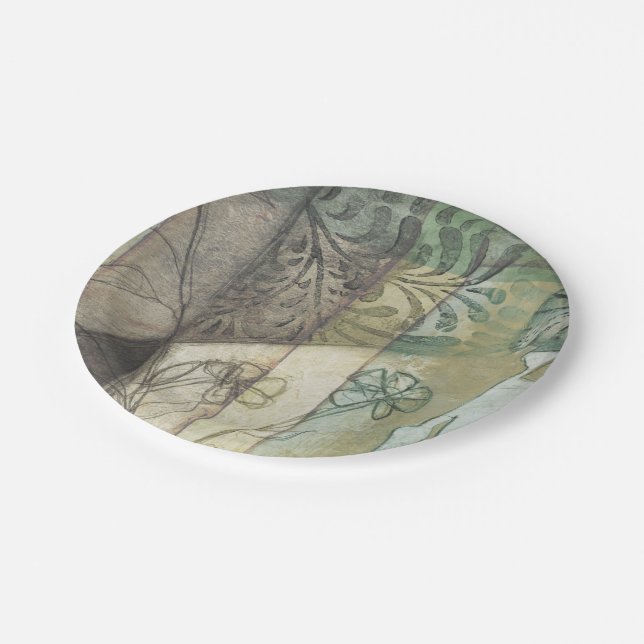 Garden Panel with Leaves, Flowers, and Grass Paper Plates (Angled)