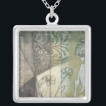 Garden Panel with Leaves, Flowers, and Grass Silver Plated Necklace<br><div class="desc">A pleasant garden panel that features leaves,  flowers,  and grass in an abstract sketching. The mix of colors draws the eye,  with plenty going on in the painting. An easy conversation starter that could find a welcome place on your wall!</div>
