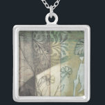 Garden Panel with Leaves, Flowers, and Grass Silver Plated Necklace<br><div class="desc">A pleasant garden panel that features leaves,  flowers,  and grass in an abstract sketching. The mix of colors draws the eye,  with plenty going on in the painting. An easy conversation starter that could find a welcome place on your wall!</div>