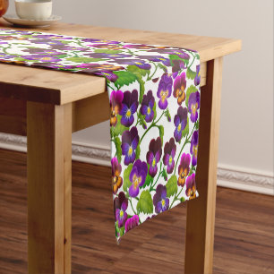 Garden Pansy Flowers Table Runner