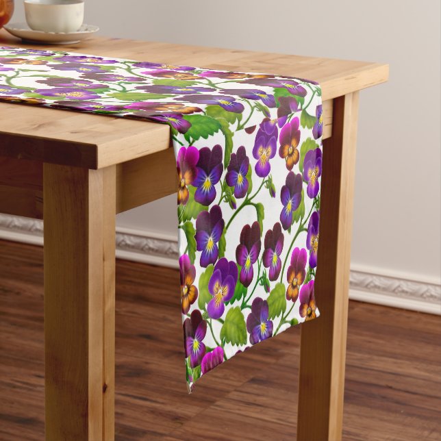 Garden Pansy Flowers Table Runner (In Situ)