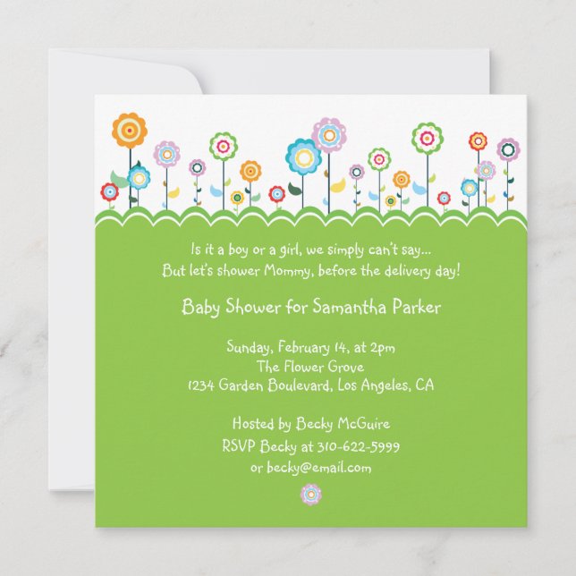 Garden Party Baby Shower Invitation Card (Front)