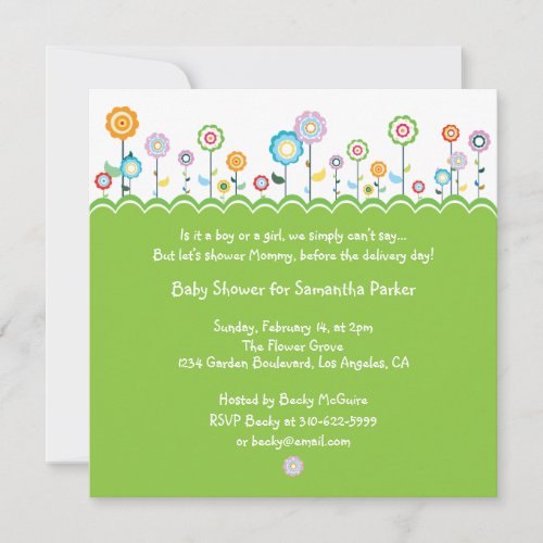 Garden Party Baby Shower Invitation Card
