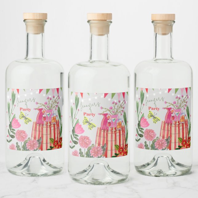Garden Party Birthday  Liquor Bottle Label (Bottles)