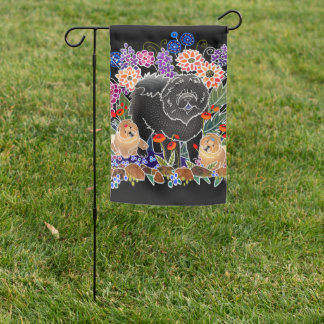 GARDEN PARTY black chow Flag