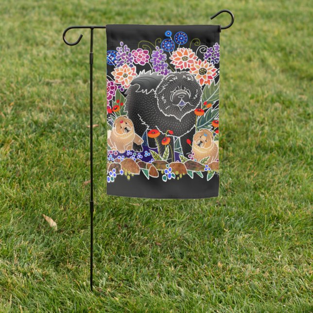 GARDEN PARTY black chow Garden Flag (In SItu)