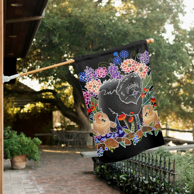 GARDEN PARTY black chow House Flag (In SItu)