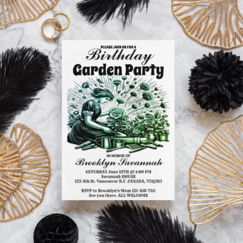 Garden Party Bloom Gardeners Party Invitation Postcard