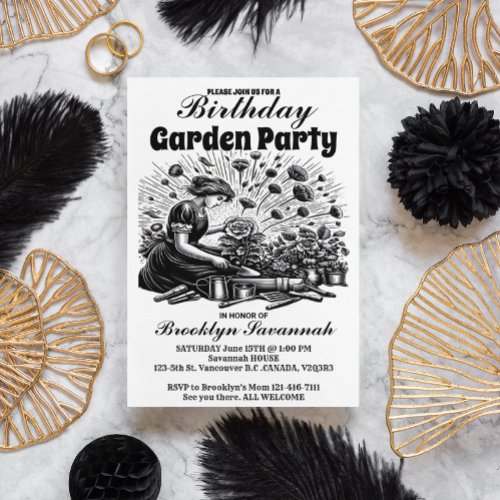 Garden Party Bloom Gardeners Party Invitation Postcard