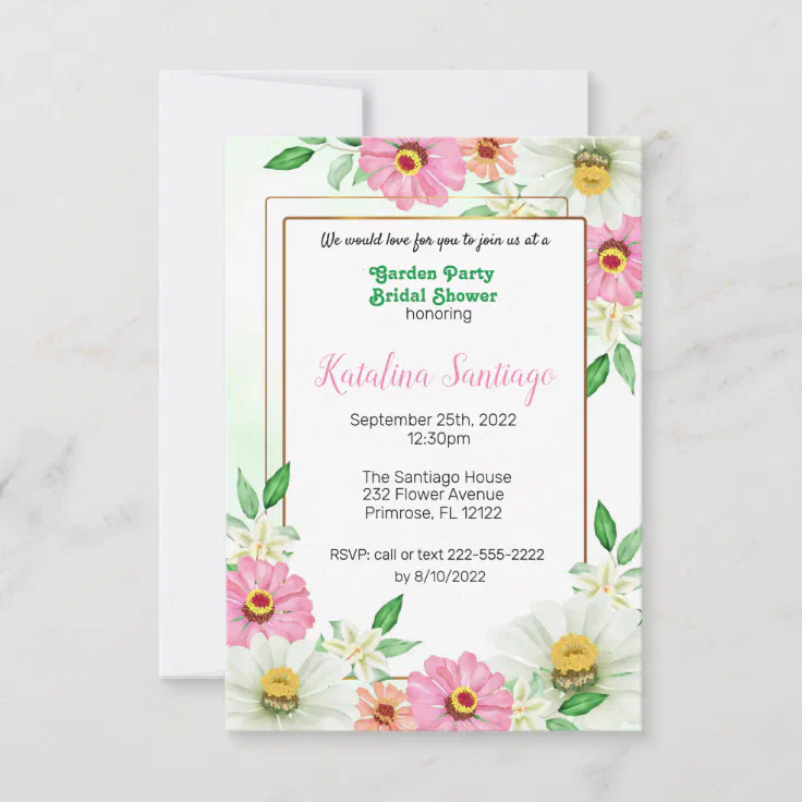 Garden Party Bridal Shower Invitation Zazzle