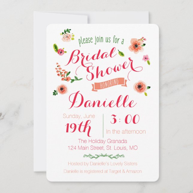 Garden Party Bridal Shower Invitation (Front)