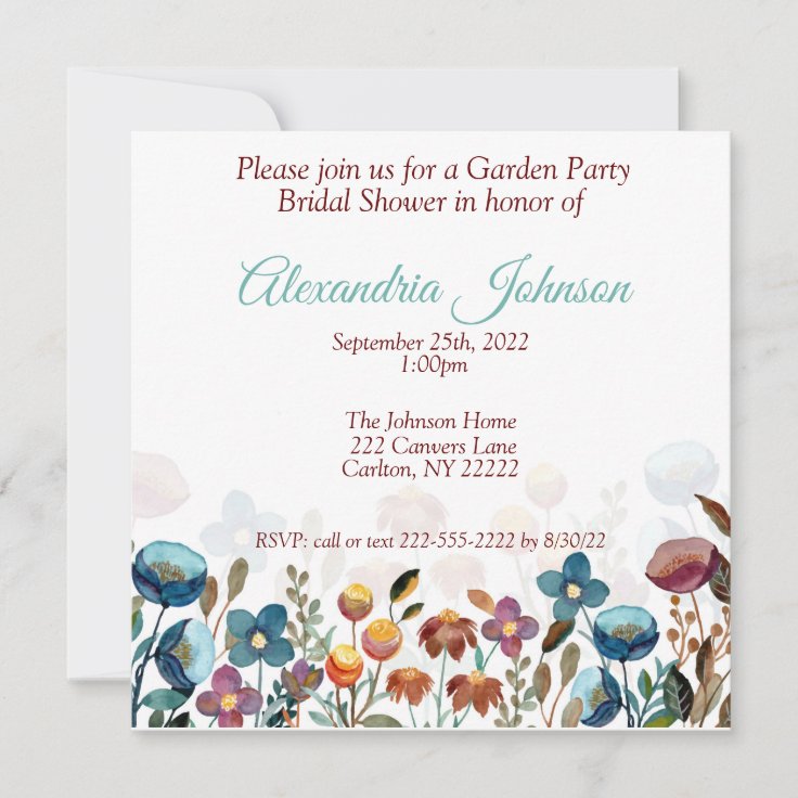 Garden Party Bridal Shower Invitation Zazzle