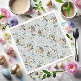 Garden Party Bunny Celebration Blue Napkins