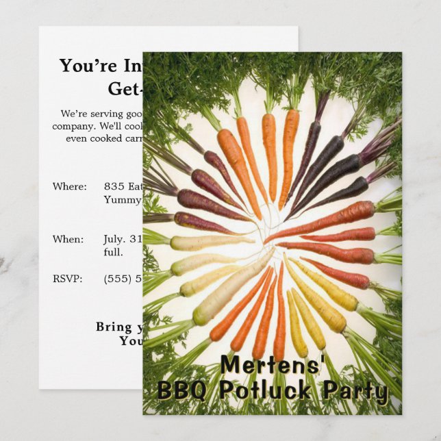 Garden Party Carrot Rainbow Colorful Custom Invitation (Front/Back)