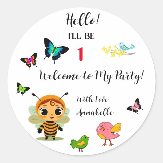 Garden Party Children Celebration Classic Round Sticker (Front)